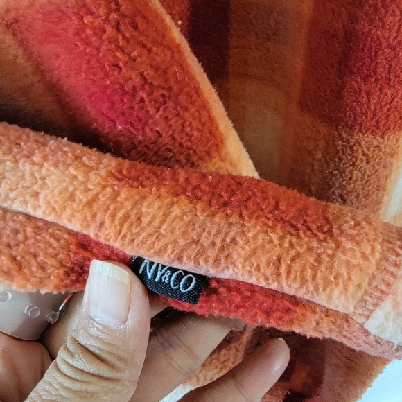 NY & CO Orange Snap Button Shacket Sz M Pocket Sherpa Fall Cowgirl Minimalist - Picture 6 of 13